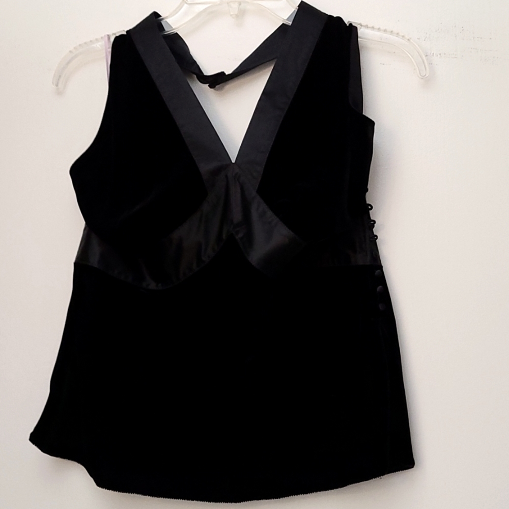 Limited Black Velvet & Silk Women's Halter Top, Size L.